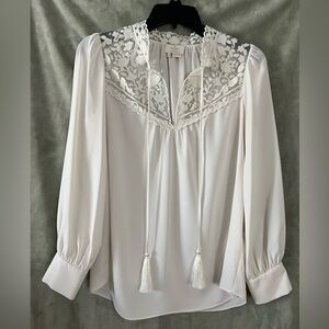 Kate Spade white lace blouse with tassels 🤍